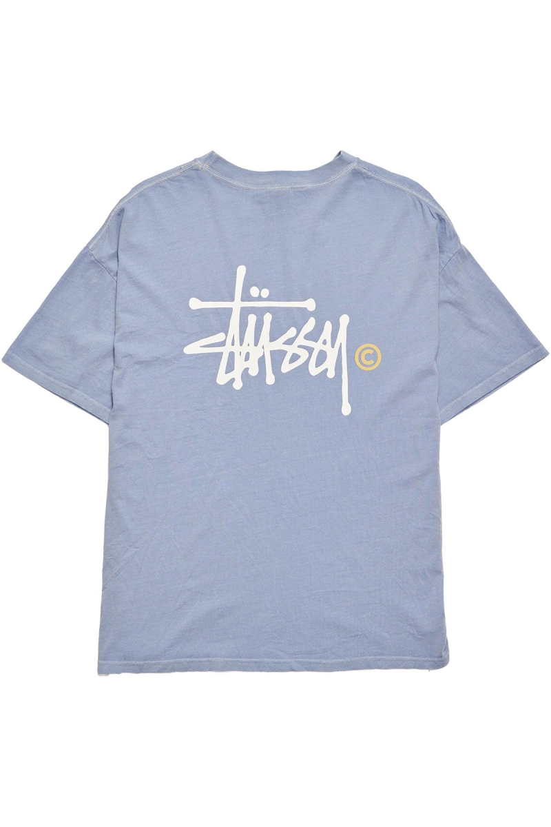 Stussy Graffiti Women's T Shirts Blue | IL0000192