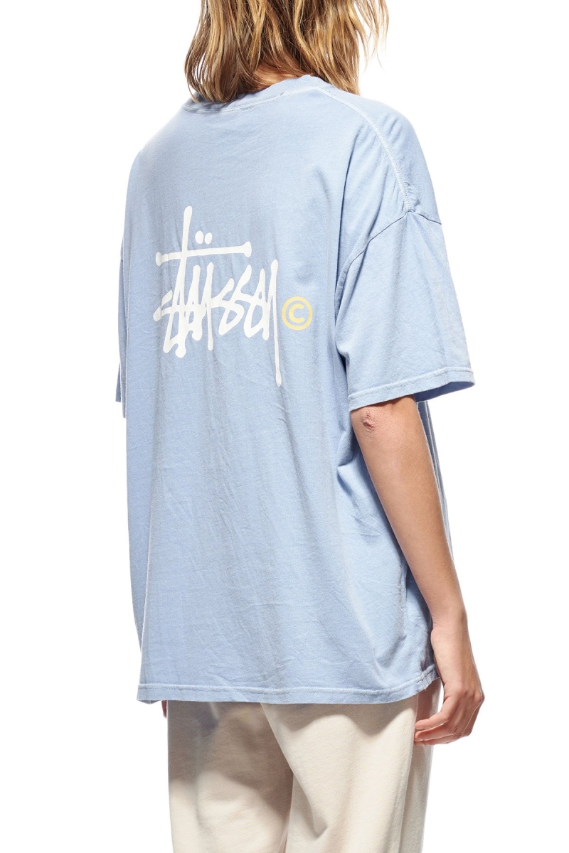 Stussy Graffiti Women's T Shirts Blue | IL0000192