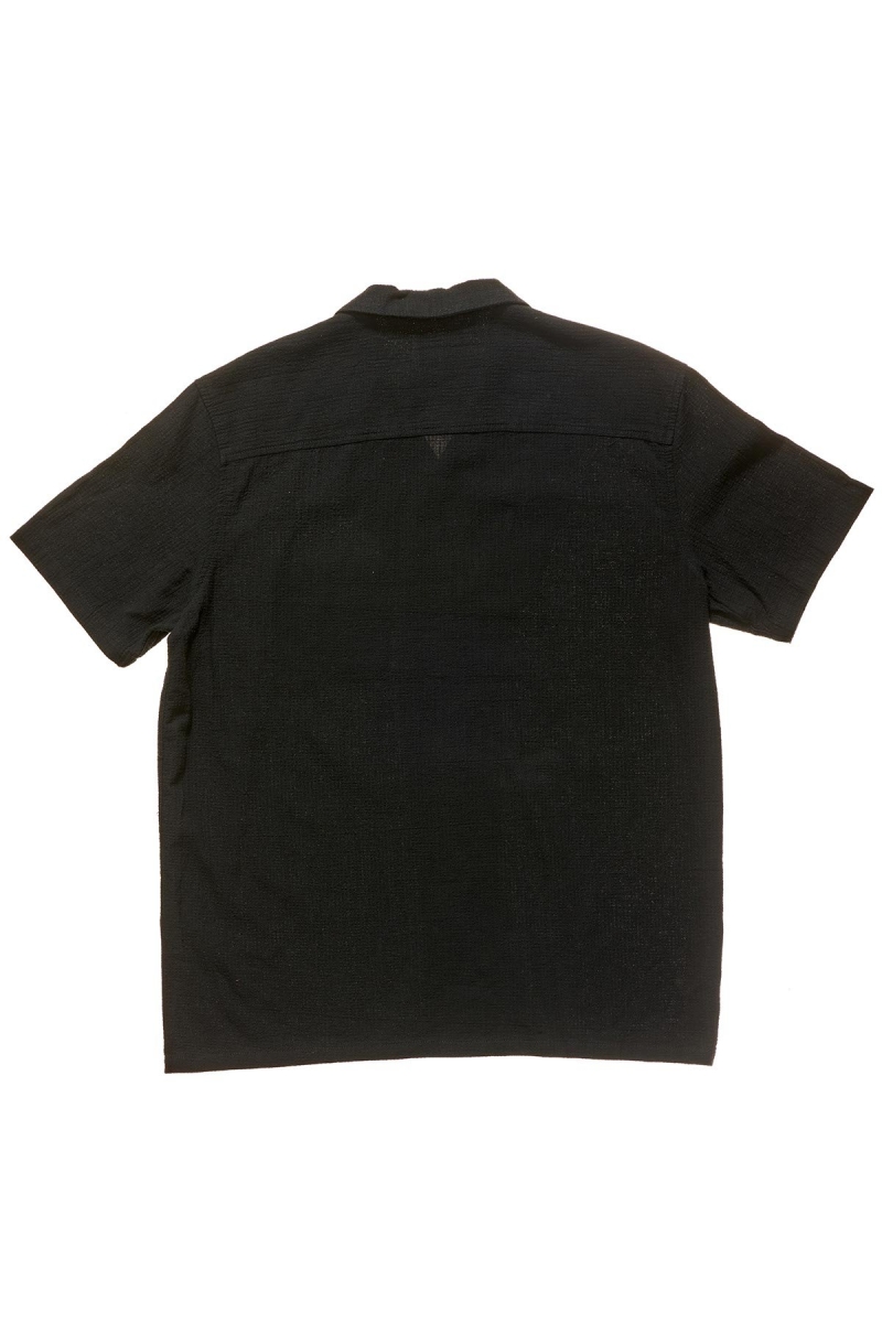 Stussy Grid Seersucker Men's Shirts Black | IL0000311