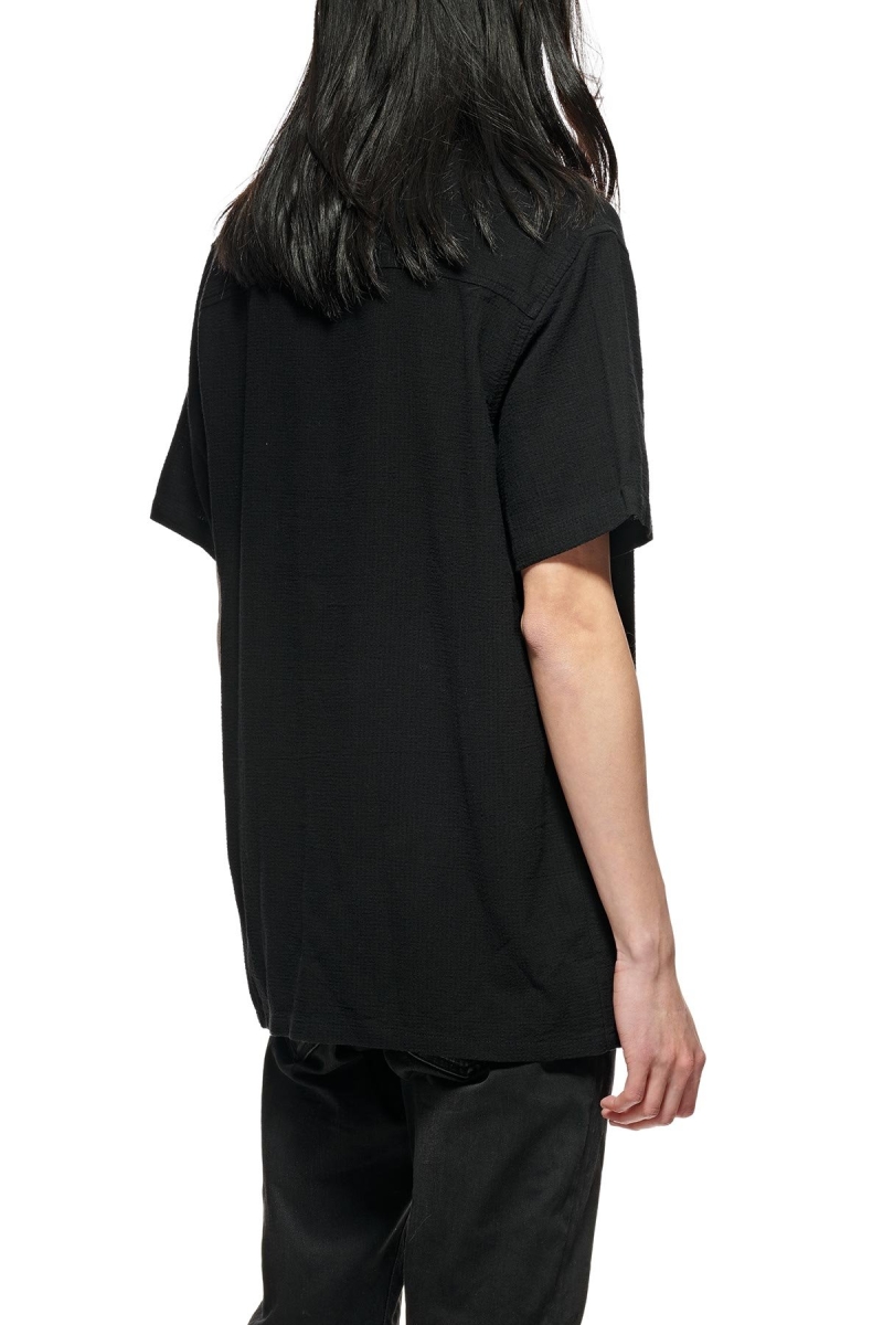 Stussy Grid Seersucker Men's Shirts Black | IL0000311