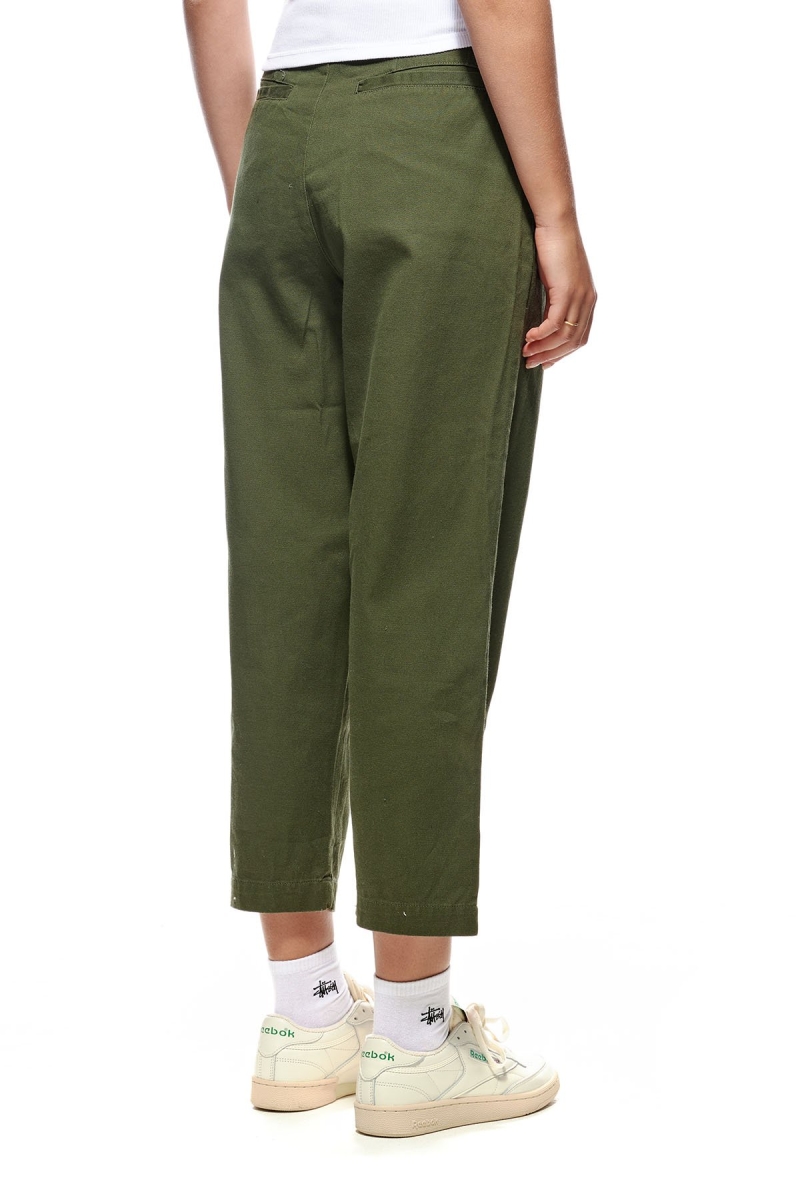 Stussy Harlan Cropped Pleat Women's Pants Green | IL0000559