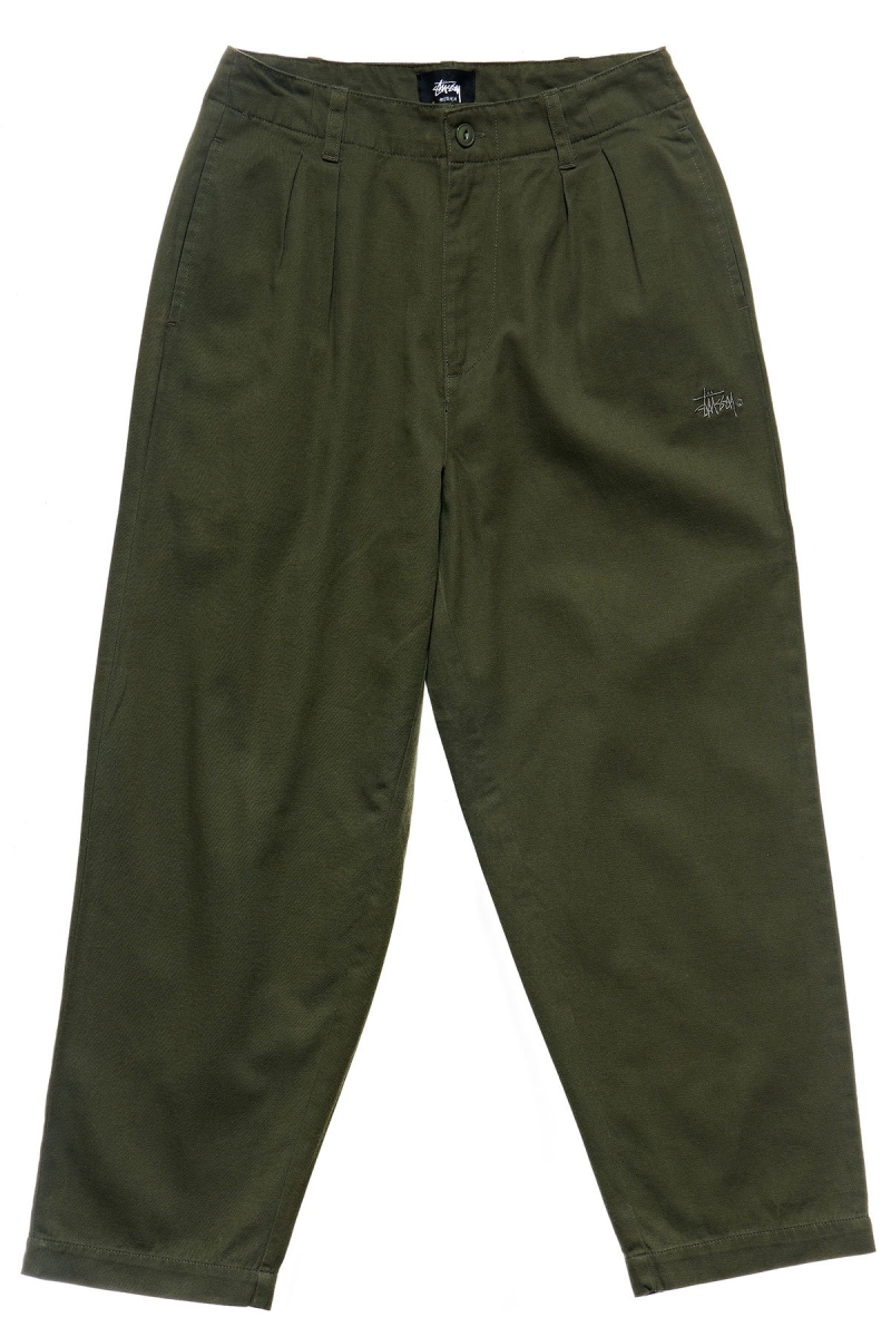 Stussy Harlan Cropped Pleat Women\'s Pants Green | IL0000559