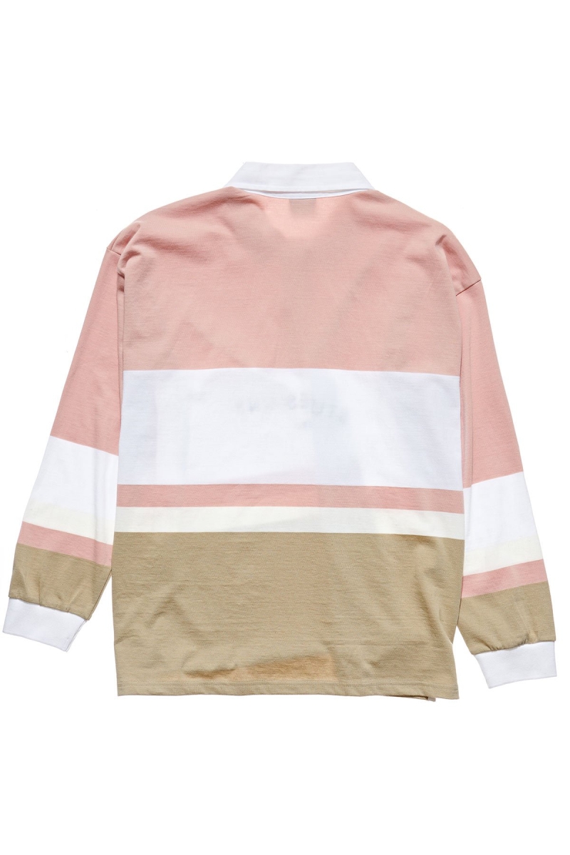 Stussy Harrison Panelled Rugby Women's Shirts Pink | IL0000312