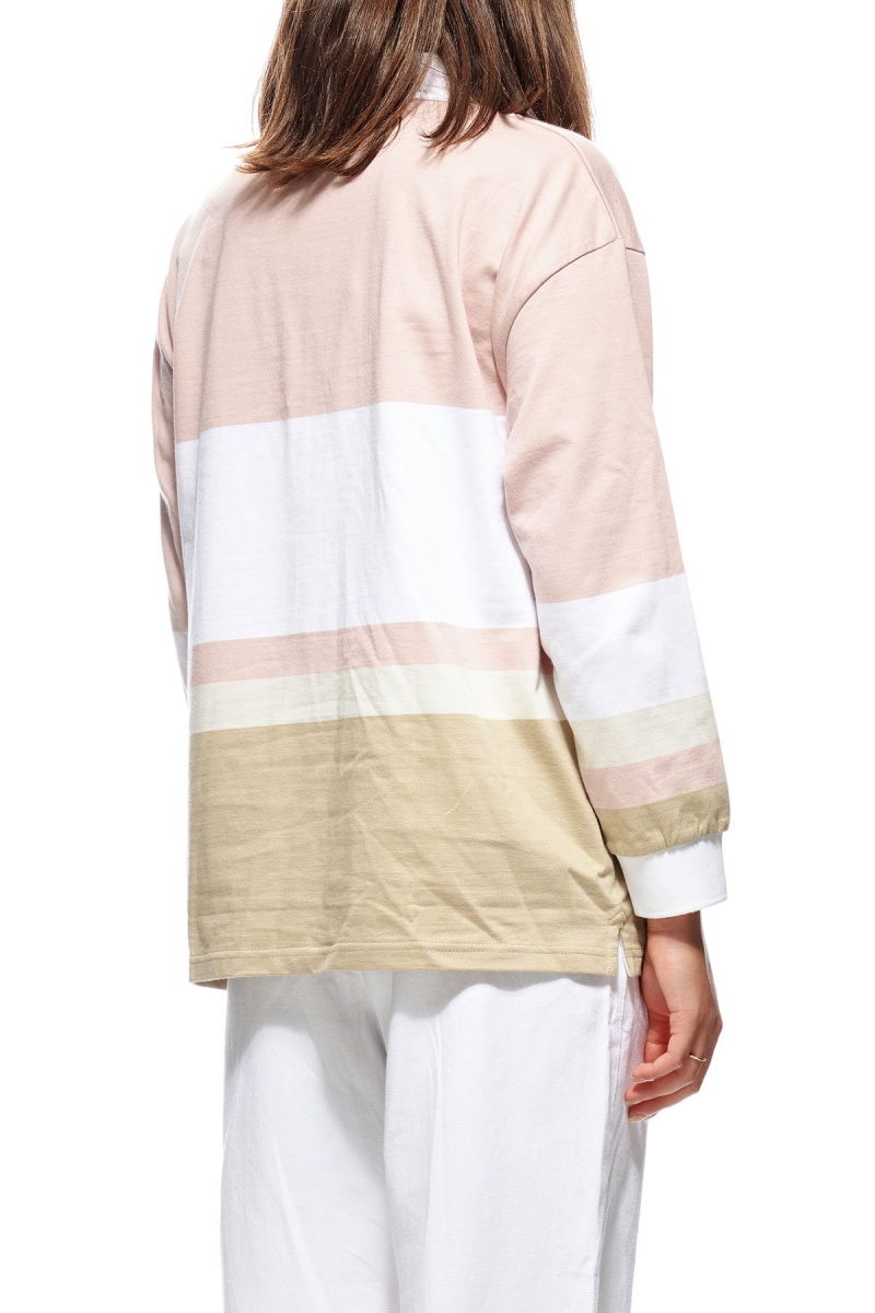 Stussy Harrison Panelled Rugby Women's Shirts Pink | IL0000312