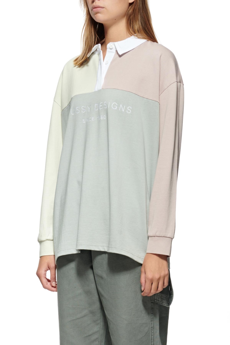 Stussy Hazel Panelled Rugby Women's Shirts Grey | IL0000313