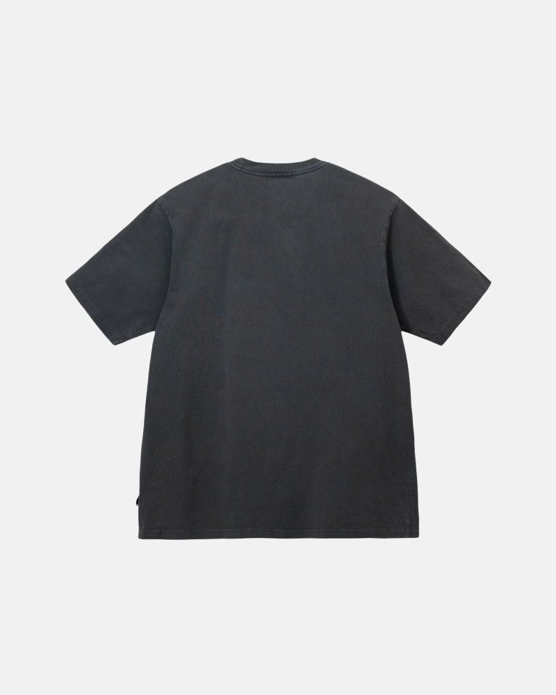 Stussy Heavyweight Pigment Dyed Crew Men's T Shirts Black | IL0000197