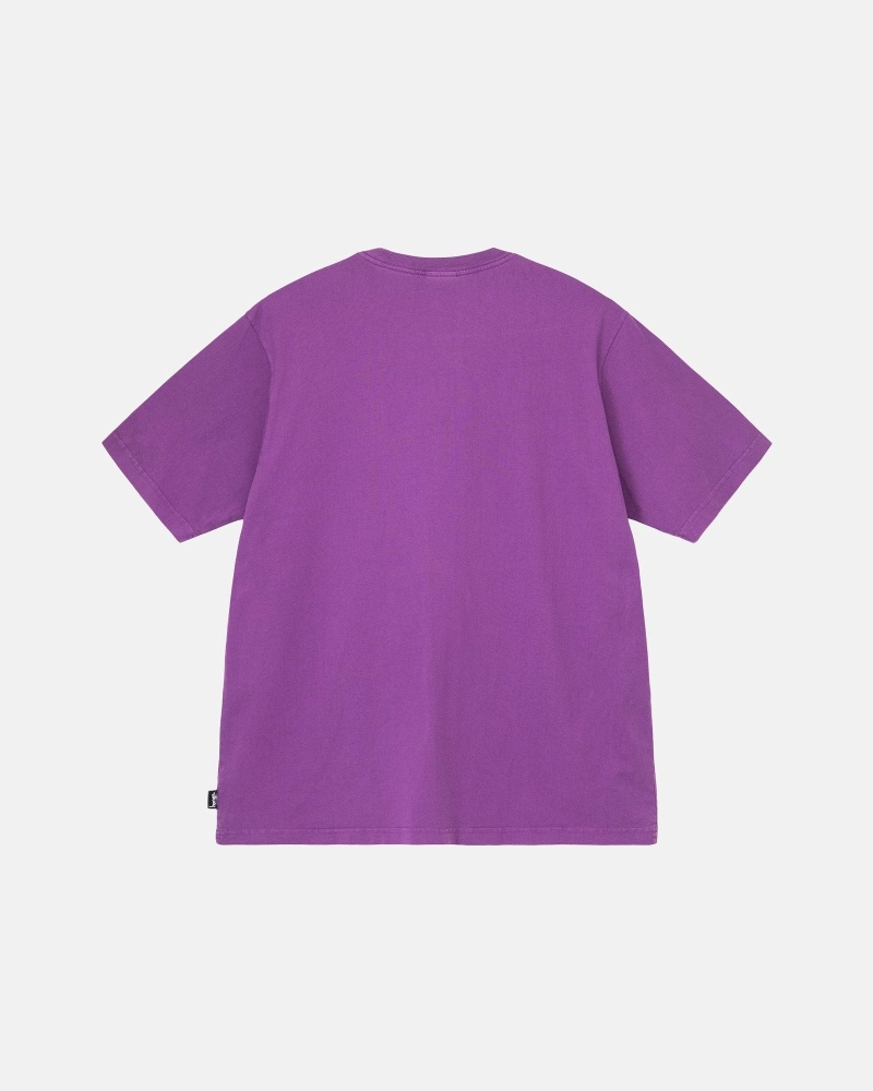 Stussy Heavyweight Pigment Dyed Crew Men's T Shirts Purple | IL0000199