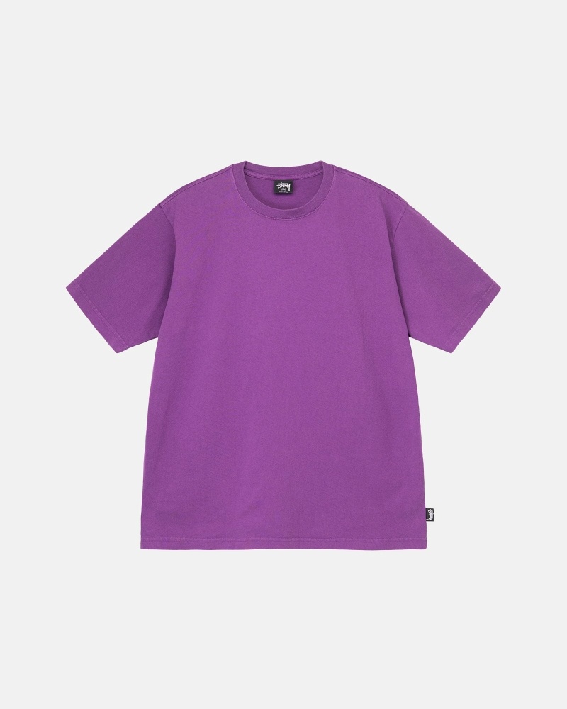 Stussy Heavyweight Pigment Dyed Crew Men\'s T Shirts Purple | IL0000199