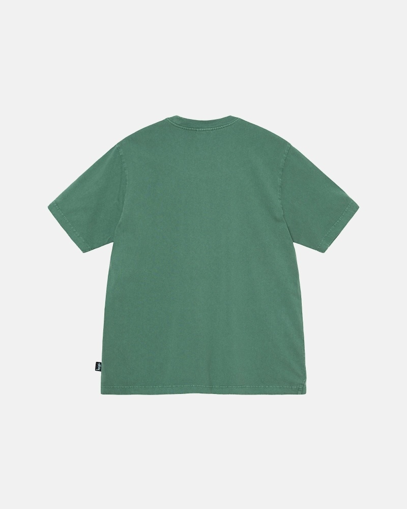 Stussy Heavyweight Pigment Dyed Crew Men's T Shirts Deep Green | IL0000200