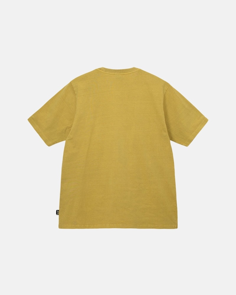 Stussy Heavyweight Pigment Dyed Crew Men's T Shirts Yellow | IL0000202