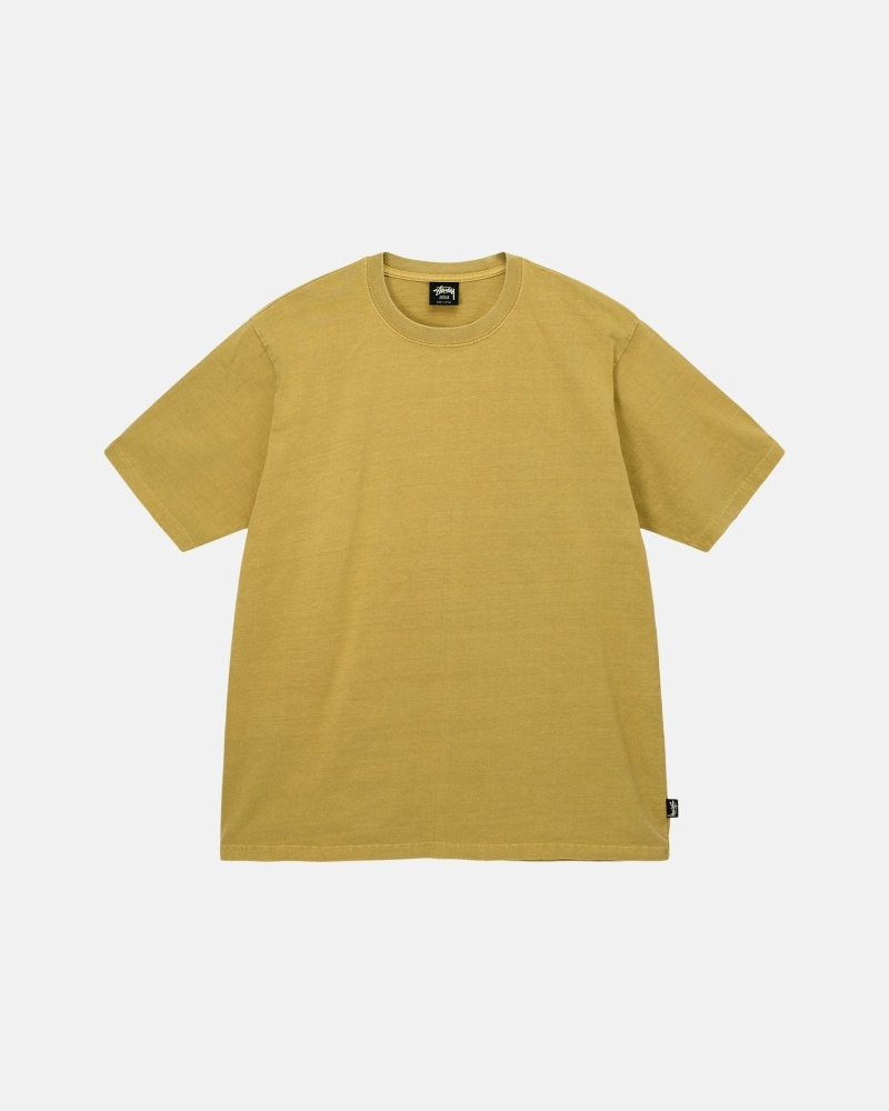 Stussy Heavyweight Pigment Dyed Crew Men\'s T Shirts Yellow | IL0000202