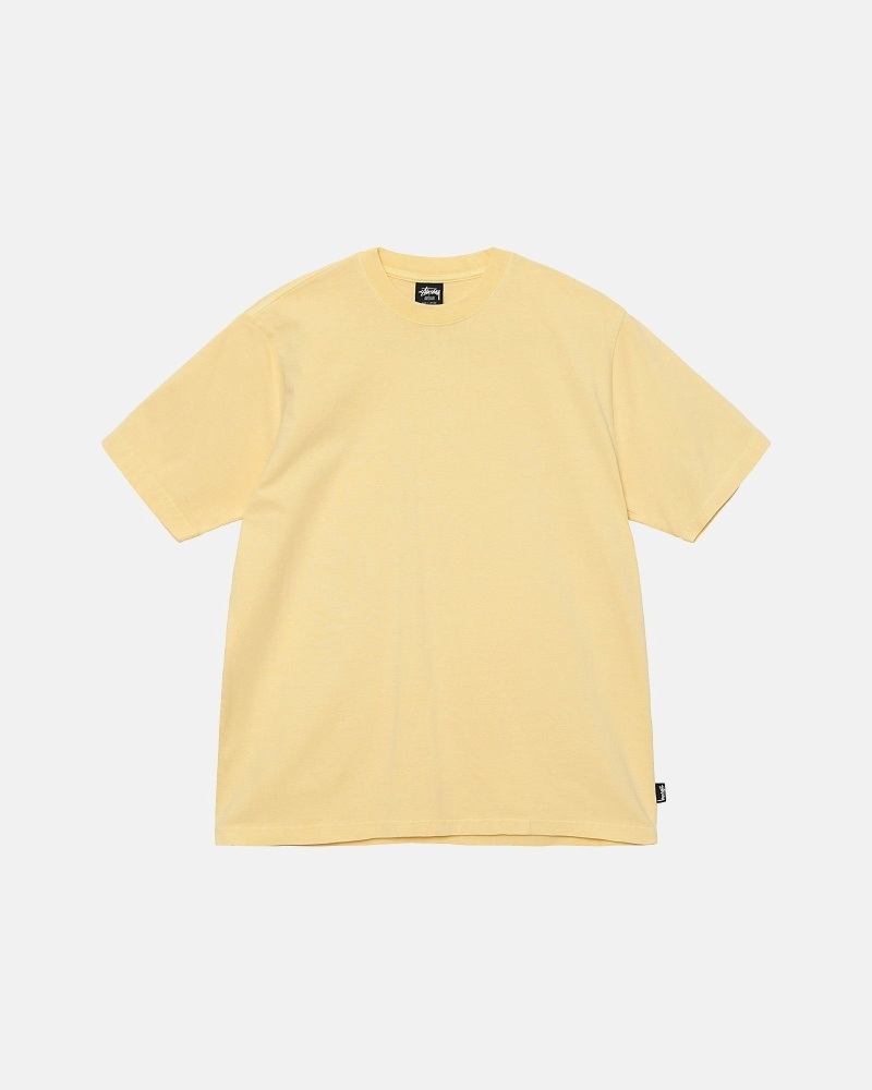 Stussy Heavyweight Pigment Dyed Crew Men\'s T Shirts Yellow | IL0000203