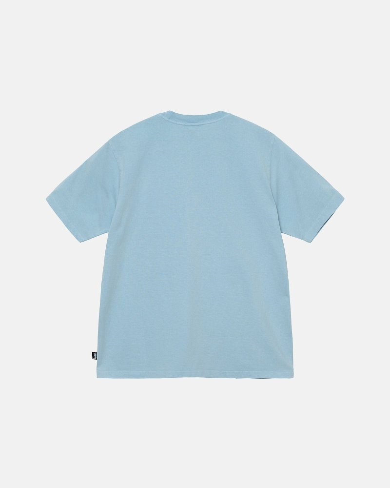 Stussy Heavyweight Pigment Dyed Crew Men's T Shirts Blue | IL0000205