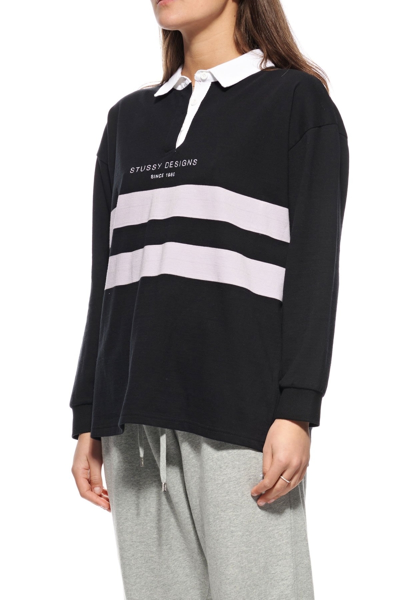 Stussy Howard Rugby Women's Sweatshirts Black | IL0000928