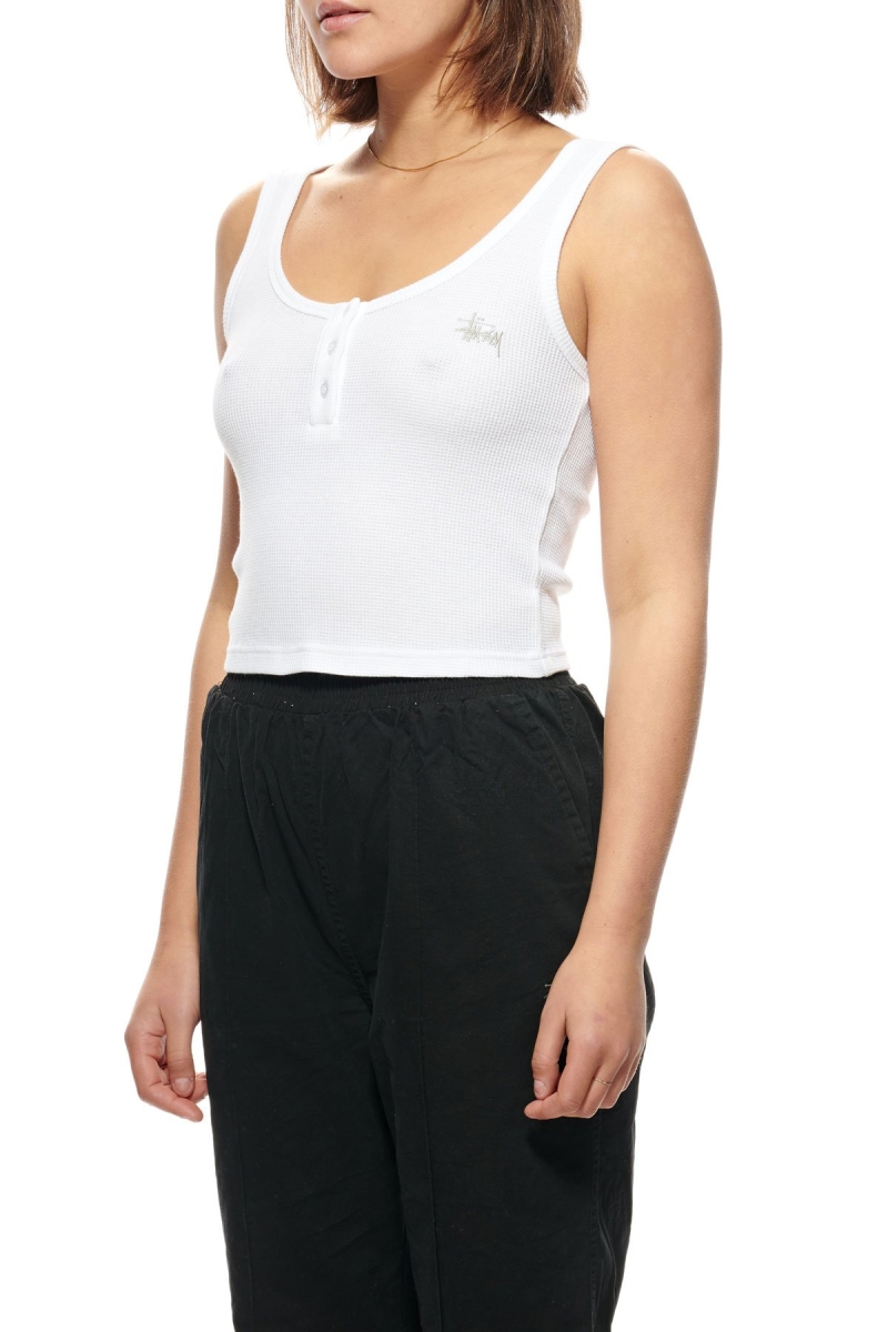 Stussy Hunt Waffle Women's Singlets White | IL0000719