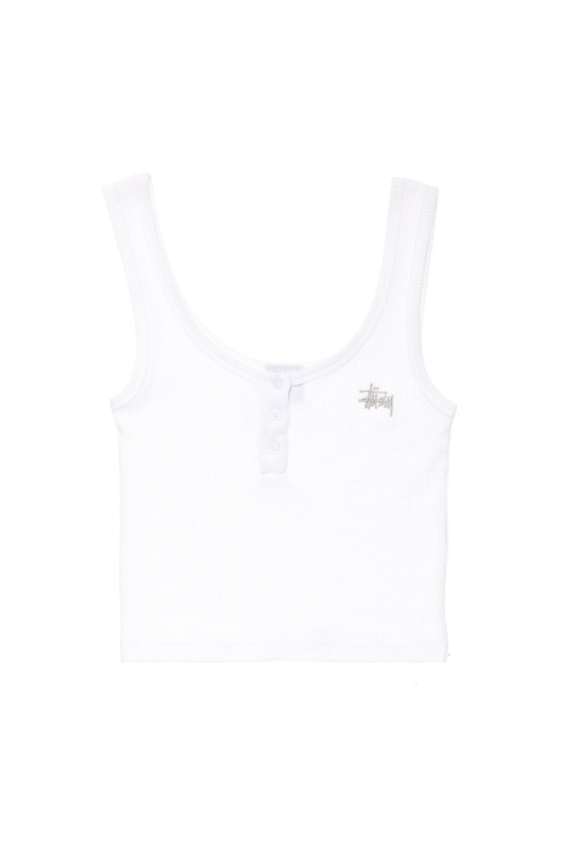 Stussy Hunt Waffle Women\'s Singlets White | IL0000719