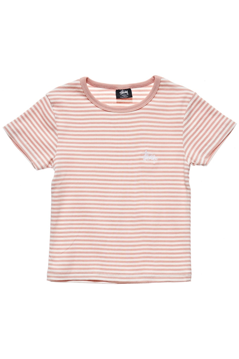 Stussy Hyde Stripe Rib Women\'s T Shirts Pink | IL0000222