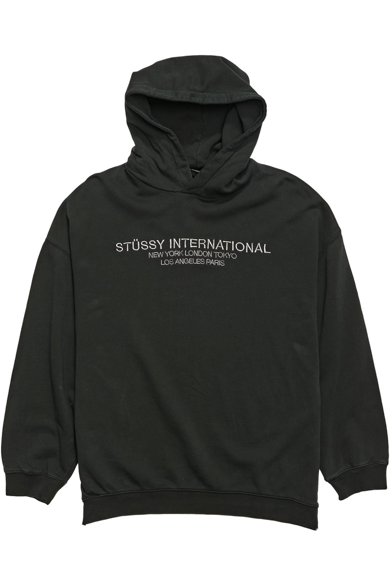 Stussy INT. Embroidered Women\'s Hoodies Black | IL0000047