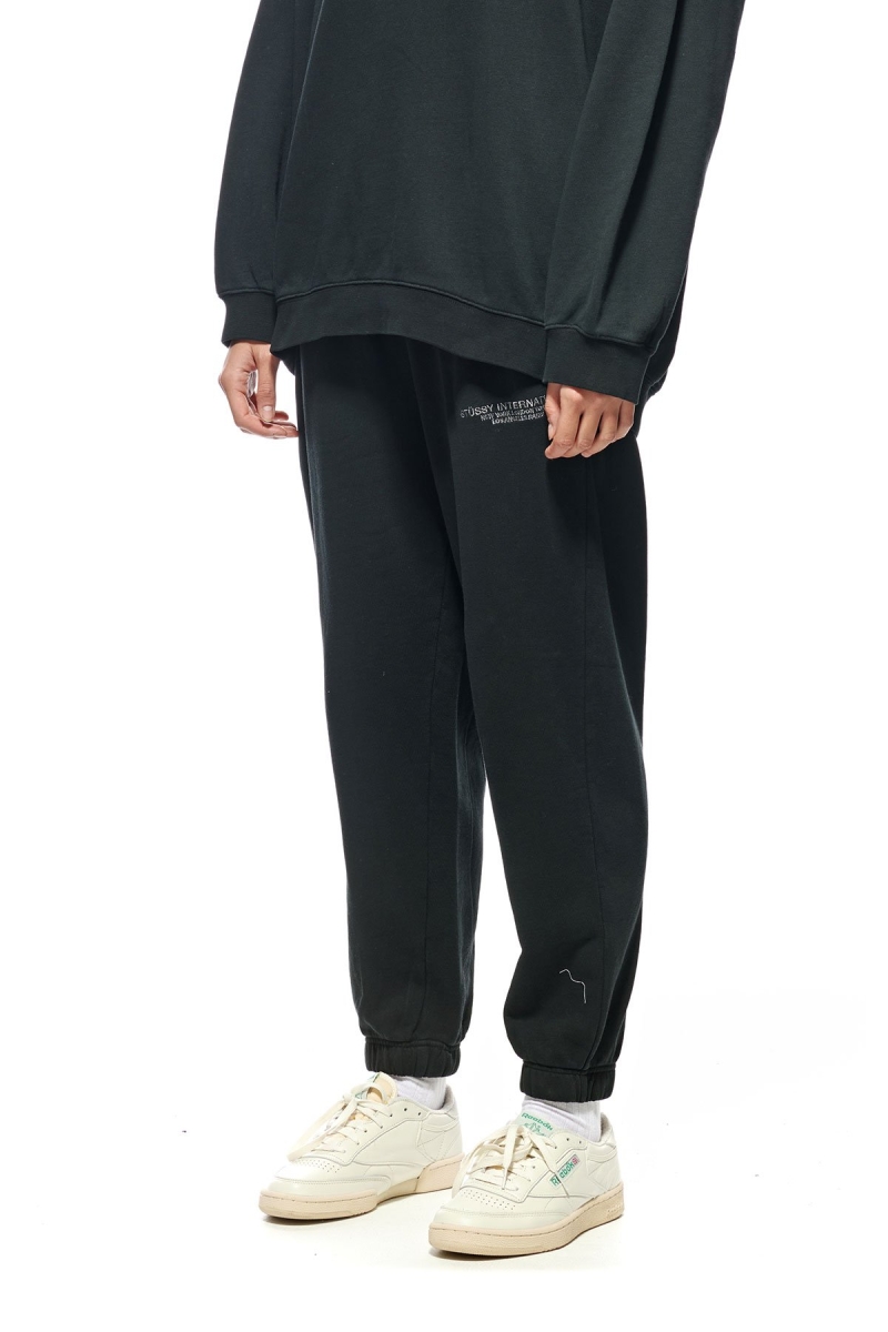 Stussy INT. Embroidered Women's Track Pants Black | IL0000985