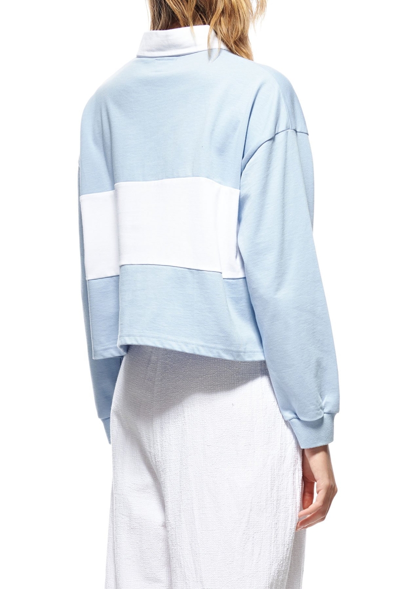 Stussy INT. Panelled Rugby Women's Sweatshirts Blue | IL0000929