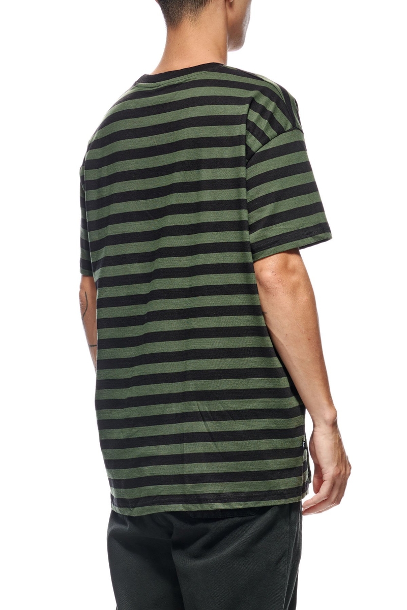 Stussy International Stripe SS Men's T Shirts Green | IL0000224