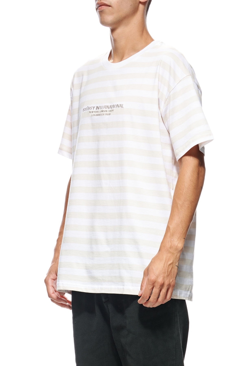 Stussy International Stripe SS Men's T Shirts Orange | IL0000225