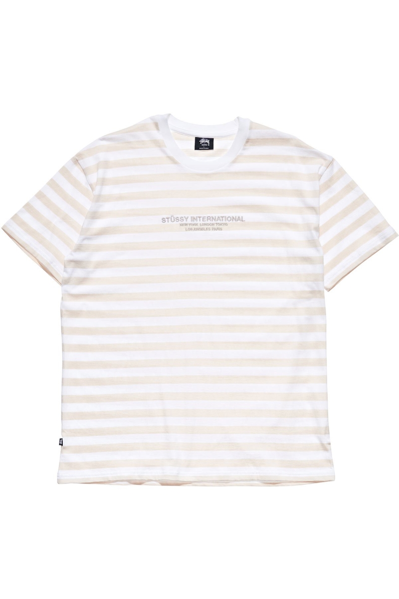 Stussy International Stripe SS Men\'s T Shirts Orange | IL0000225