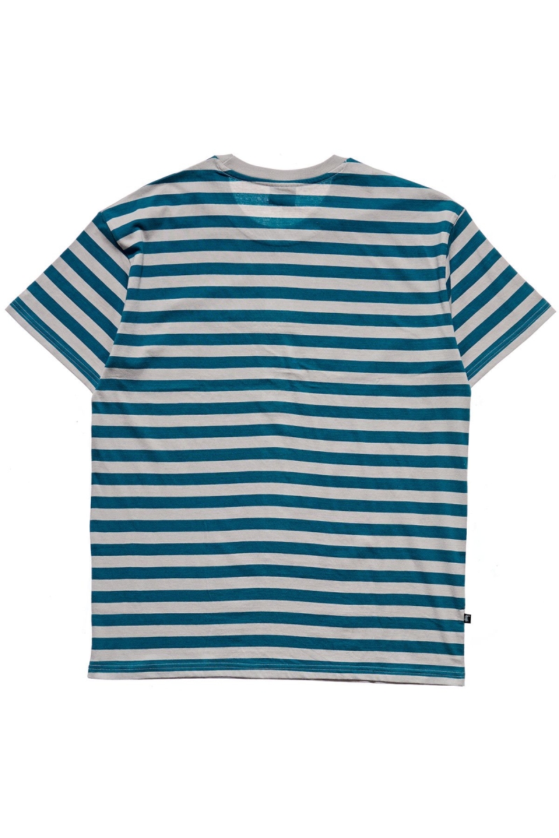 Stussy International Stripe SS Men's T Shirts Blue | IL0000226