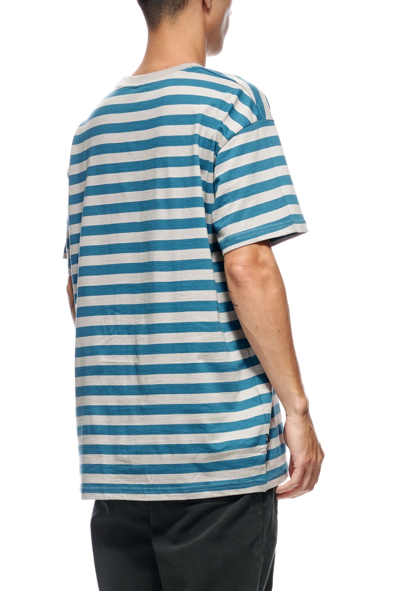 Stussy International Stripe SS Men's T Shirts Blue | IL0000226