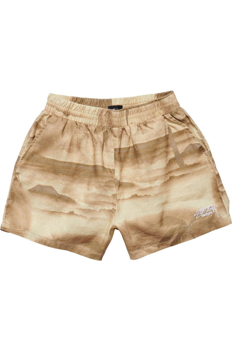 Stussy Island Linen Shorts Women\'s Sportswear Yellow | IL0000771