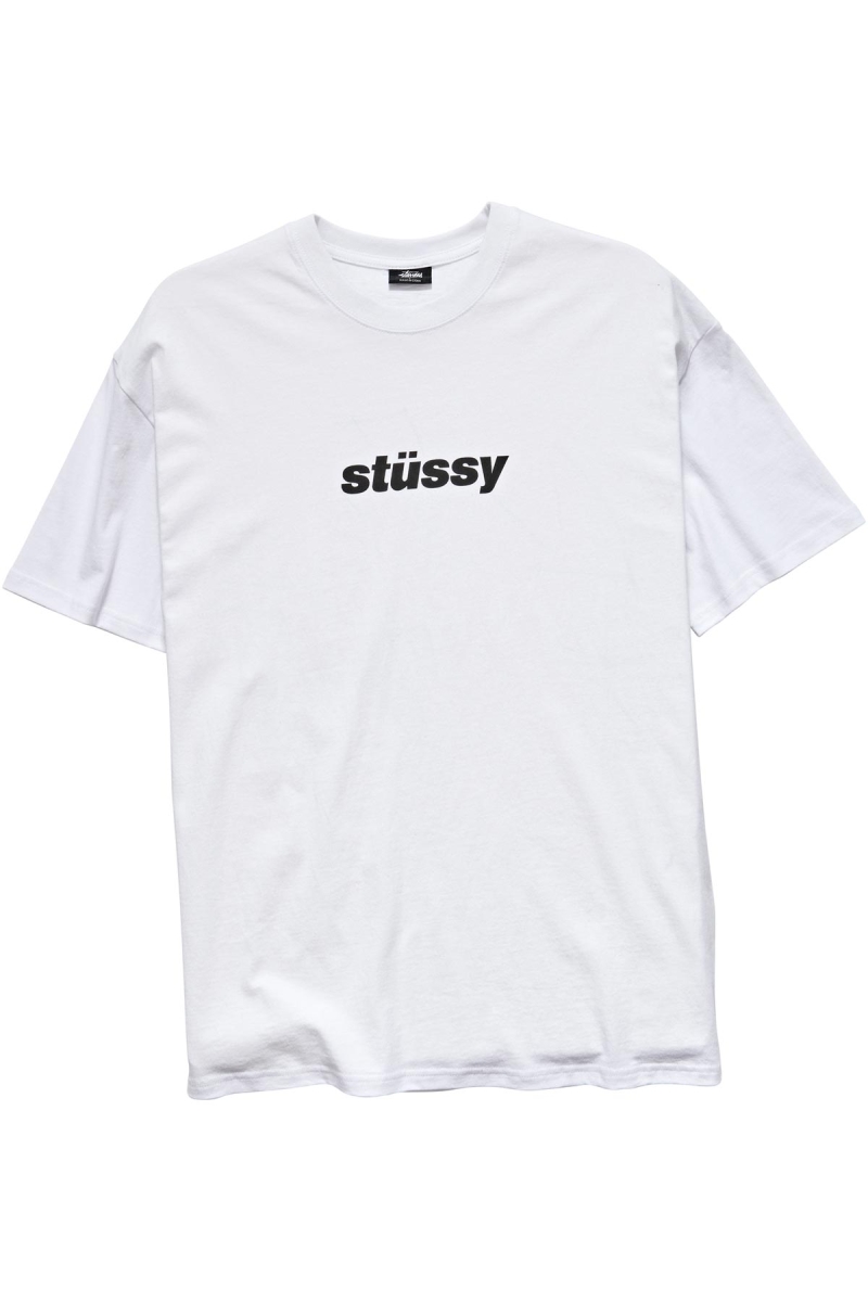 Stussy Italic College SS Men's T Shirts White | IL0000228