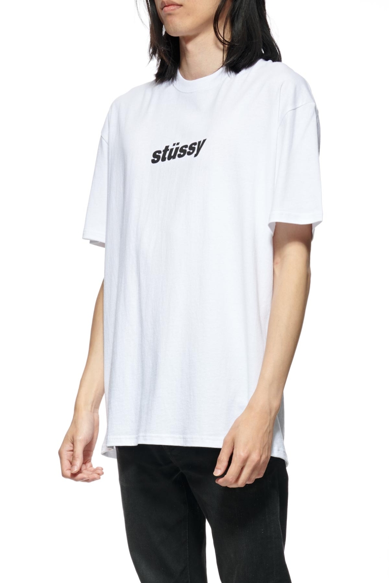 Stussy Italic College SS Men's T Shirts White | IL0000228