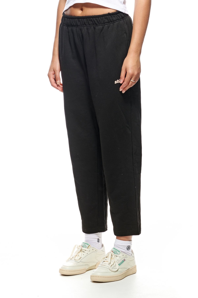 Stussy Italic Crop Sweat Women's Pants Black | IL0000562