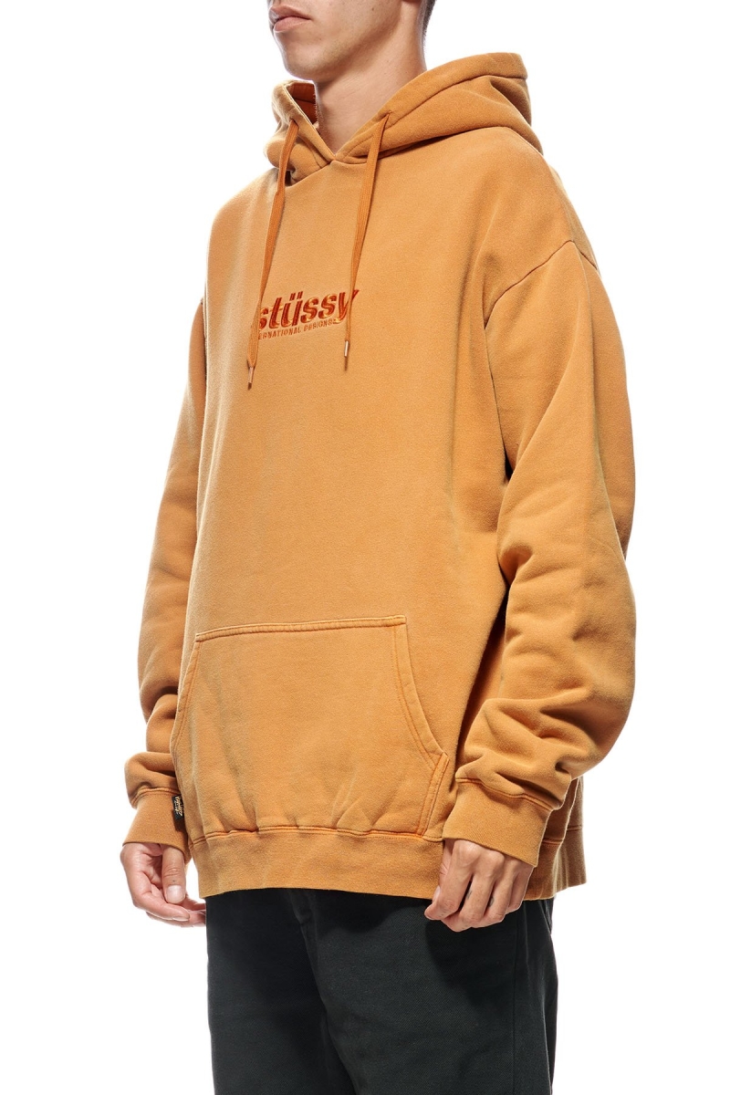 Stussy Italic Pigment Men's Hoodies Brown | IL0000048