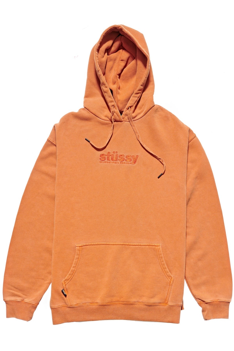 Stussy Italic Pigment Men\'s Hoodies Brown | IL0000048