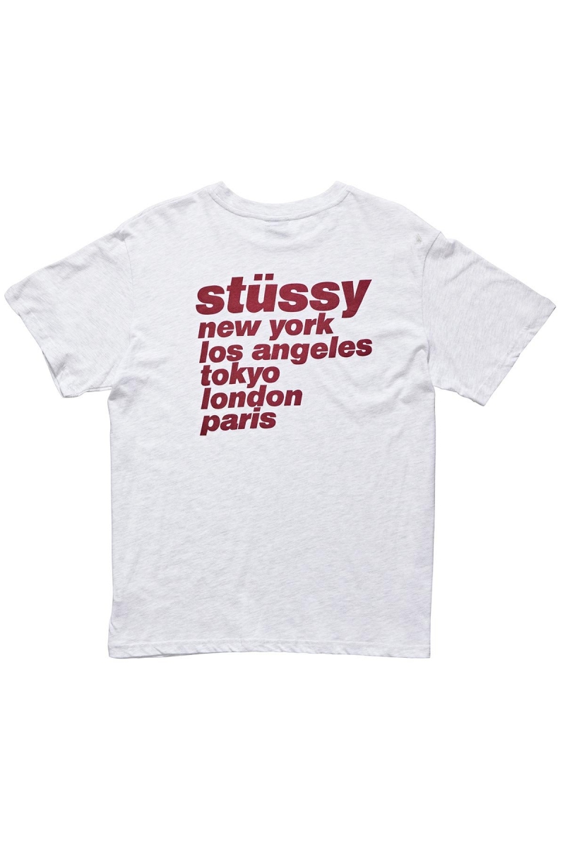 Stussy Italic SS Men's T Shirts White | IL0000229