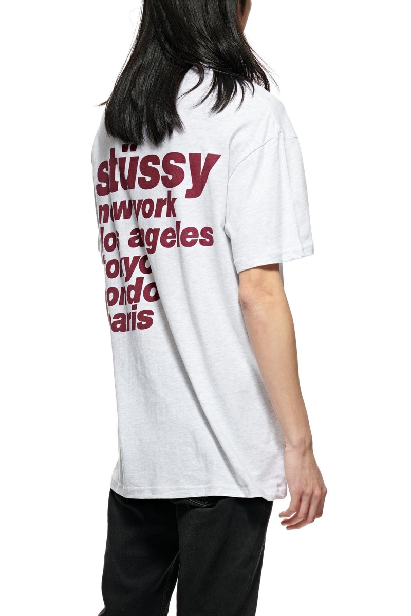 Stussy Italic SS Men's T Shirts White | IL0000229