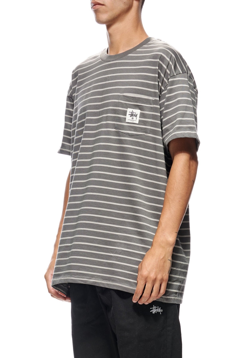 Stussy Kalorama Stripe SS Men's T Shirts Brown | IL0000231