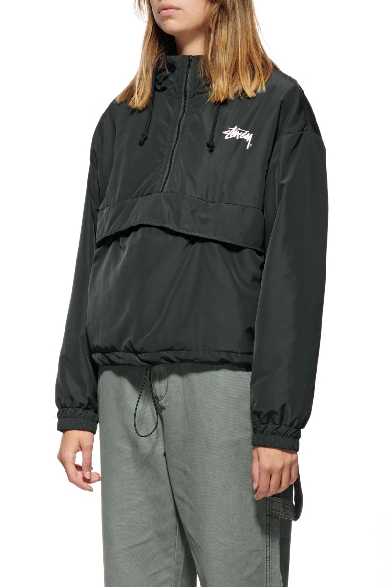 Stussy Kelly Windbreaker Puffa Women's Jackets Black | IL0000347