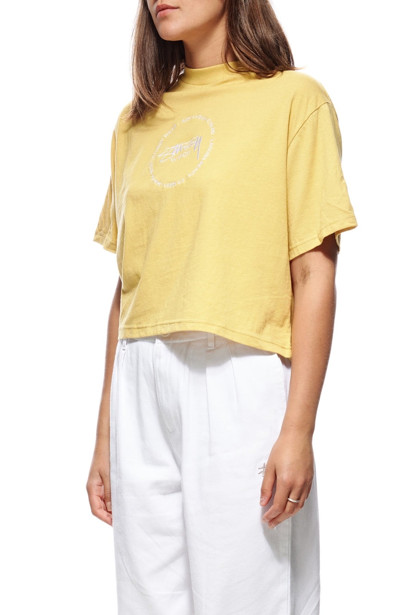 Stussy Laguna Boxy Women's T Shirts Yellow | IL0000235