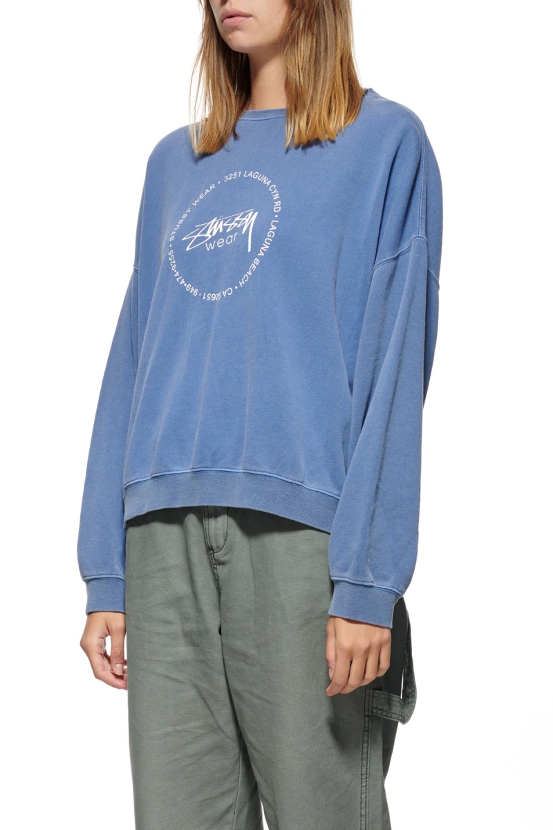 Stussy Laguna Overdyed Marle Crew Women's Sportswear Blue | IL0000774