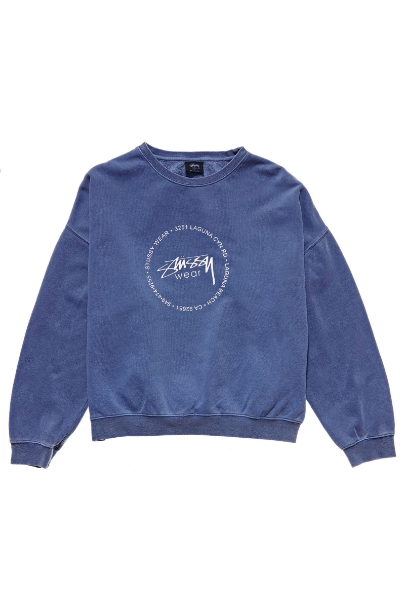 Stussy Laguna Overdyed Marle Crew Women\'s Sweaters Blue | IL0000841