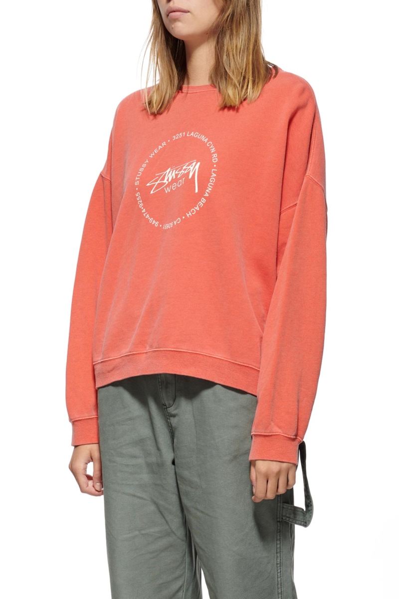 Stussy Laguna Overdyed Marle Crew Women's Sweaters Red | IL0000842