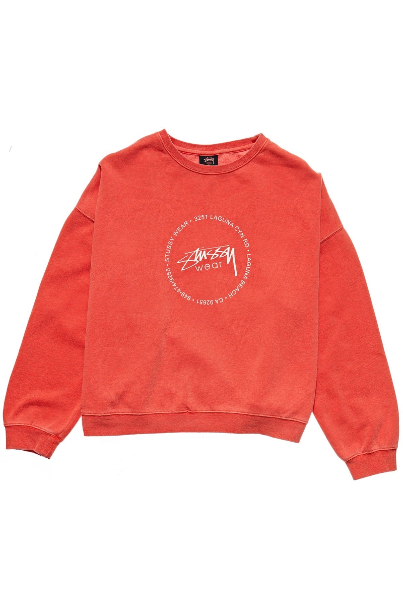 Stussy Laguna Overdyed Marle Crew Women\'s Sweaters Red | IL0000842