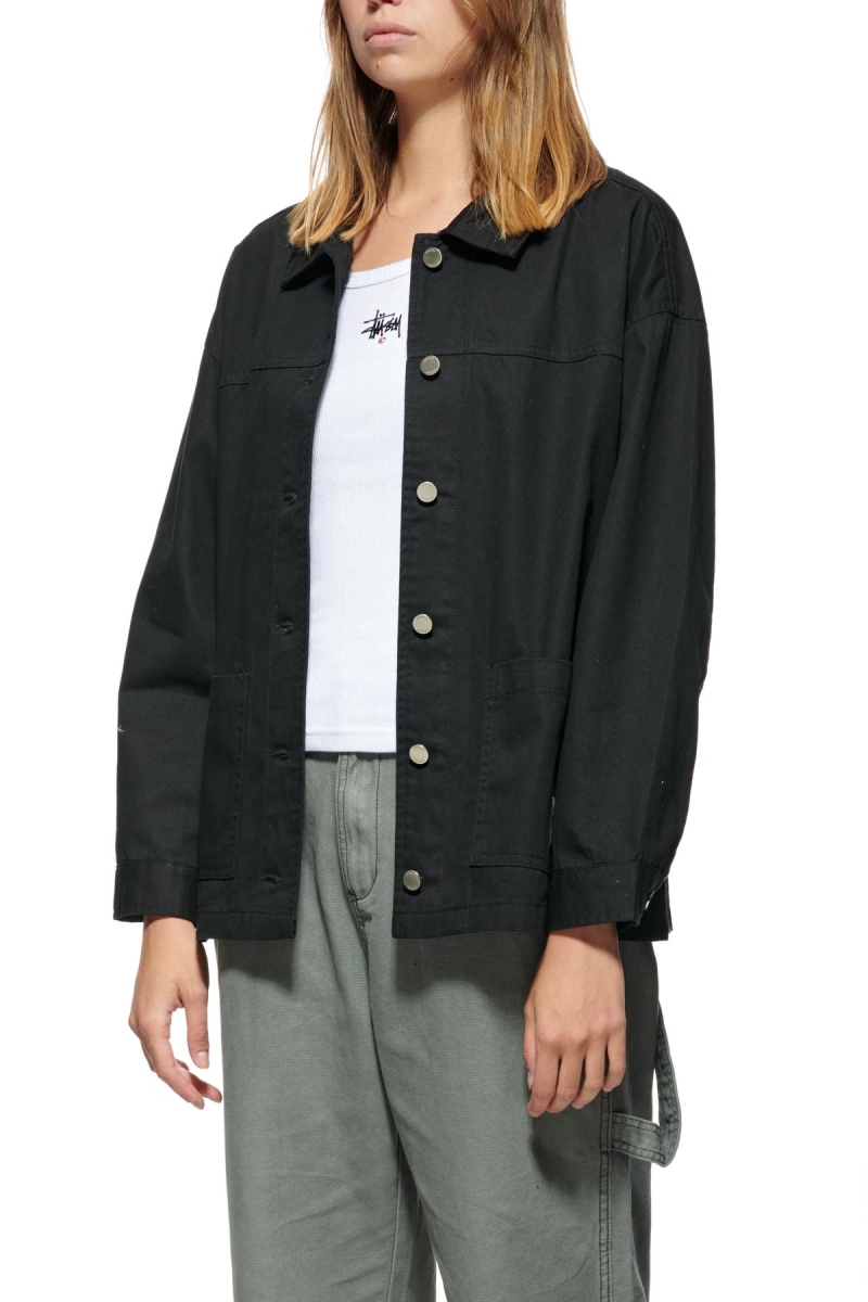 Stussy Lawrence Workwear Women's Jackets Black | IL0000352