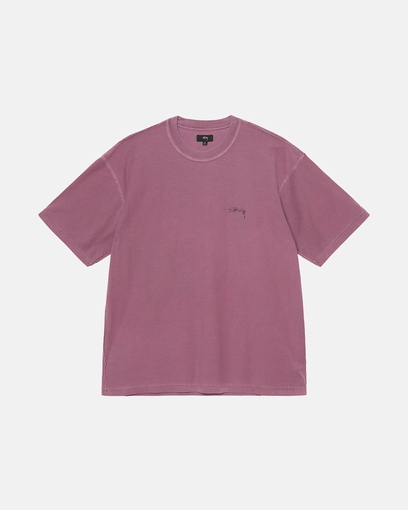 Stussy Lazy Men\'s T Shirts Purple | IL0000239