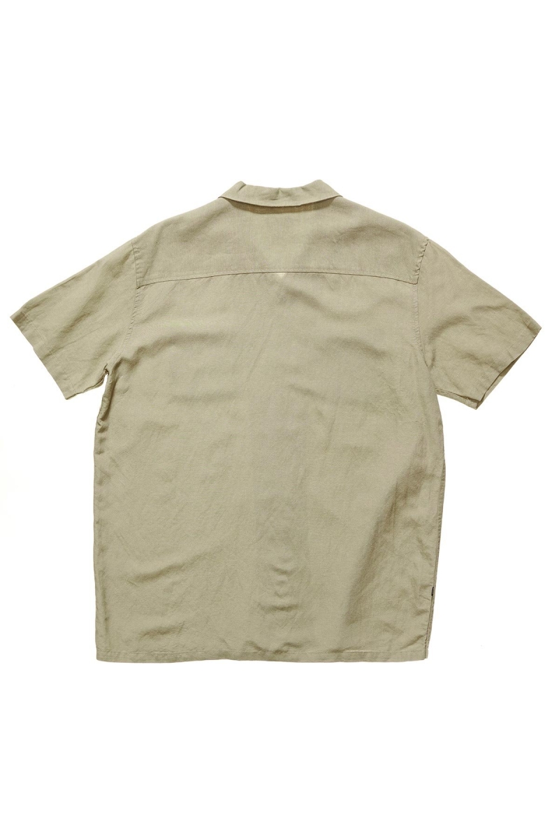 Stussy Linen SS Men's Shirts Green | IL0000320