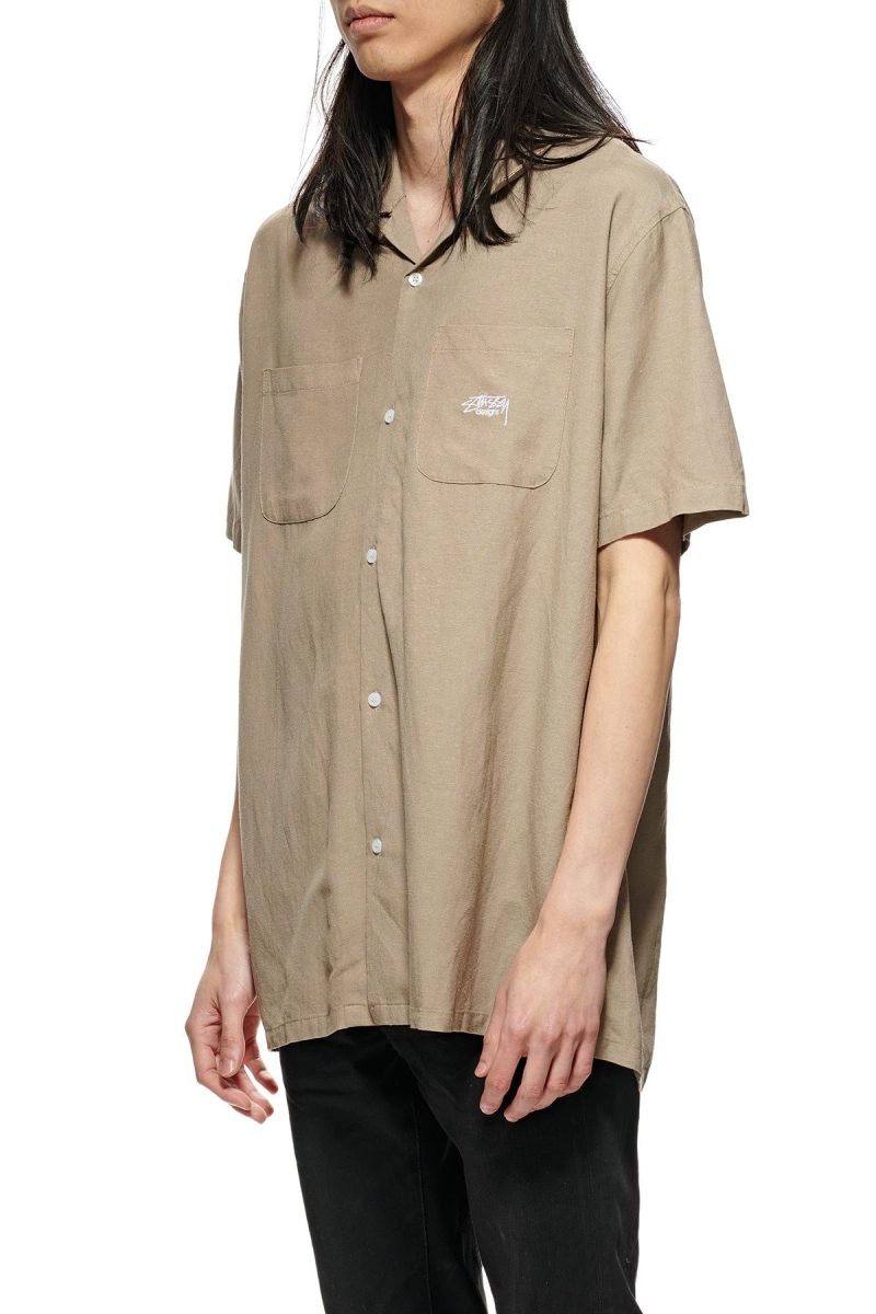 Stussy Linen SS Men's Shirts Green | IL0000320