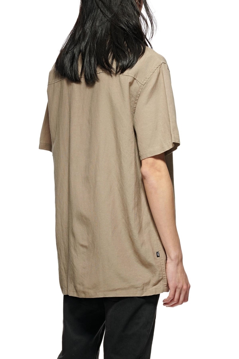 Stussy Linen SS Men's Shirts Green | IL0000320