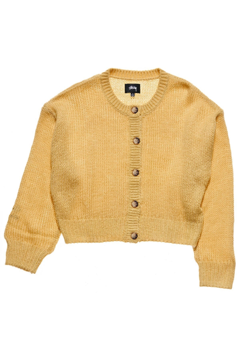 Stussy Mable Button Up Cardy Women\'s Sweaters Yellow | IL0000844